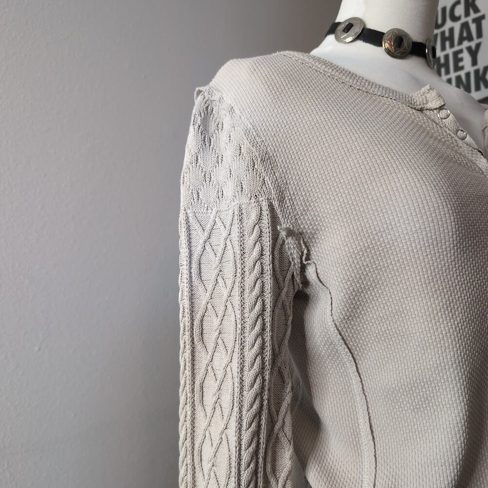Waffle Knit Henley Top Free People - Picture 3 of 6